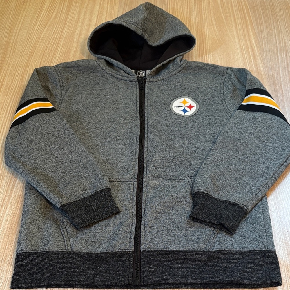 NFL Team Apparel zip front hooded sweatshirt gray black gold
